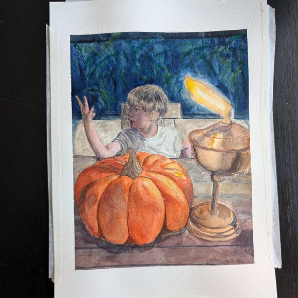 Original Watercolor Painting: Autumn Fire Seeker - Picture 3 of 8